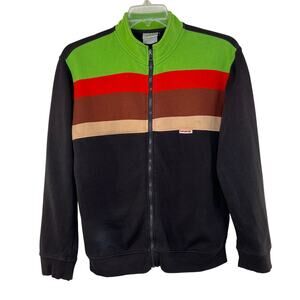 Vintage Burger King Sweatshirt Jacket Crew Fleece S Full Zip Multi Stripes Logo